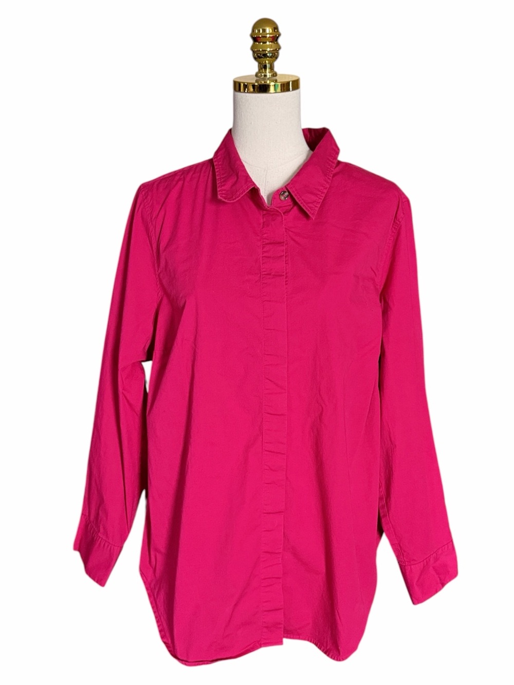 Universal Standard CottonStretch Poplin Fuchsia Button-Down Classic Fit Shirt 18